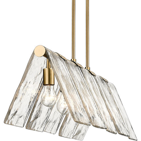 Serenity 5 Light 37.88 inch Modern Brass Linear Pendant Ceiling Light